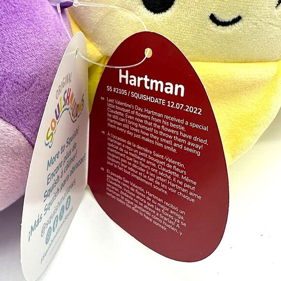 Squishmallow Valentine Monkey & Banana Duo HARTMAN & JUNIE 8” - Picture 3 of 6